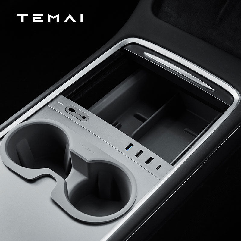 Temai USB Hub m/ 4 USB og kabelhåndtering - Model 3 2021-2023/Model Y 2021-2024