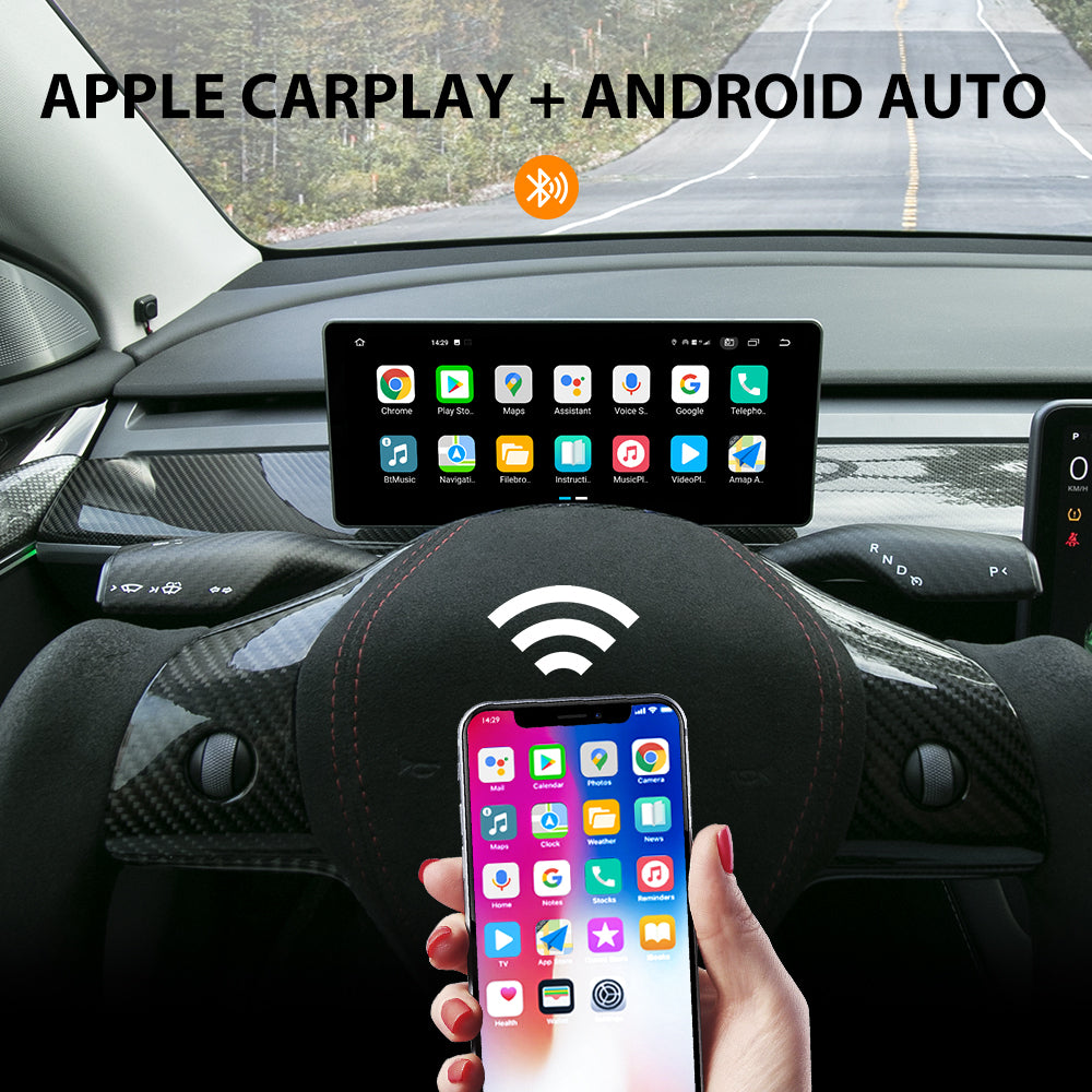 Hansshow 10,25" Dashbord 4G Android skjerm - Model 3 2016-2022/Model Y 2021-2024