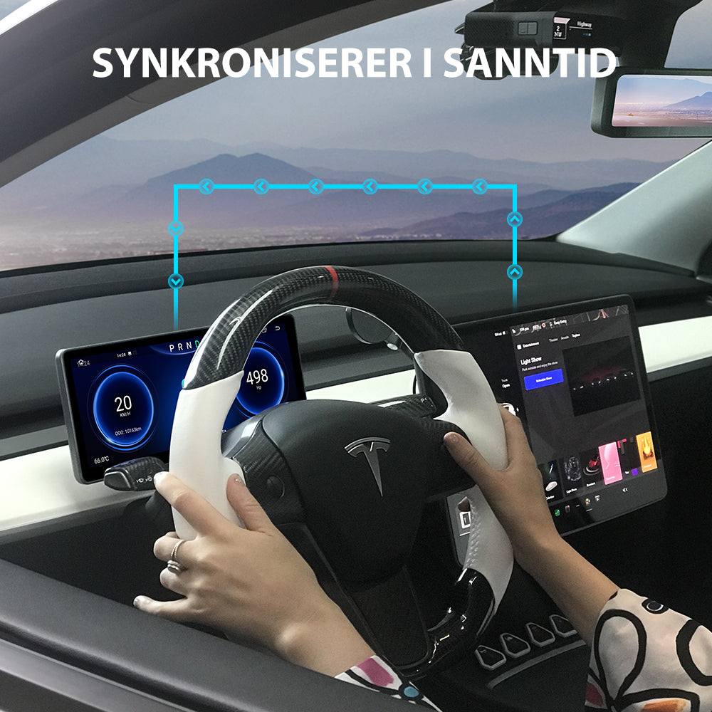 Hansshow 10,25" Dashbord 4G Android skjerm - Model 3 2016-2022/Model Y 2021-2024