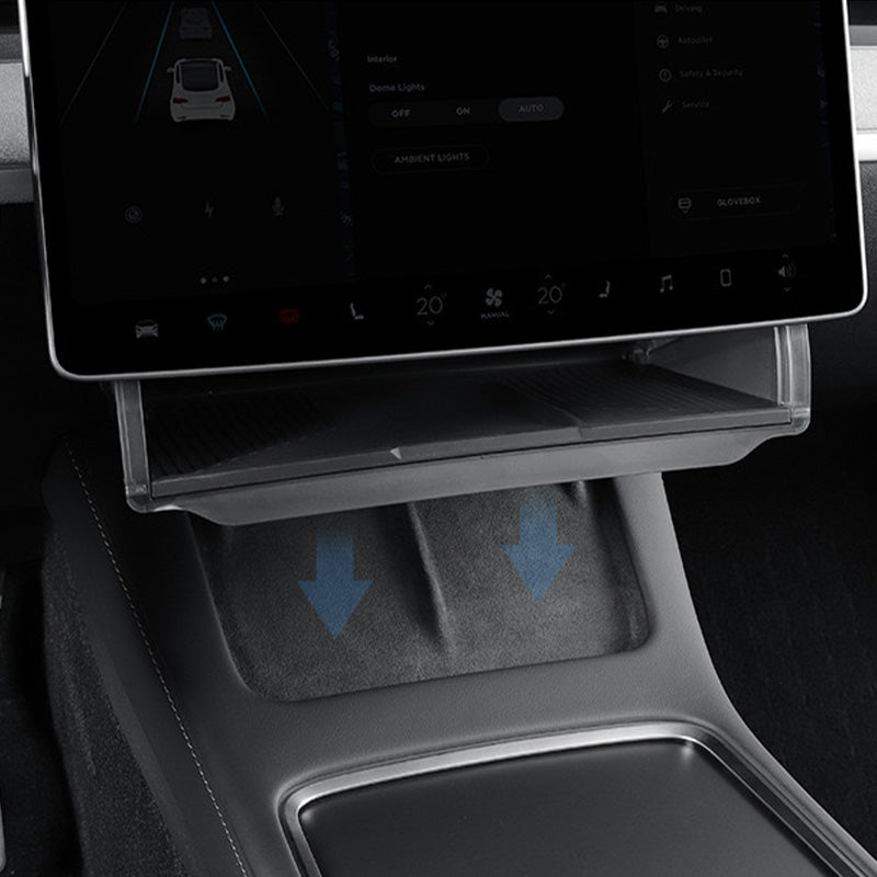 Skjult oppbevaring under skjerm - Model Y 2021-2024