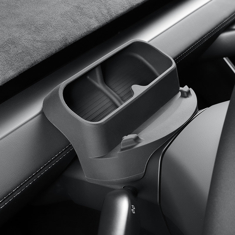 Solbrilleoppbevaring og mobilholder foran ratt - Model Y 2025+
