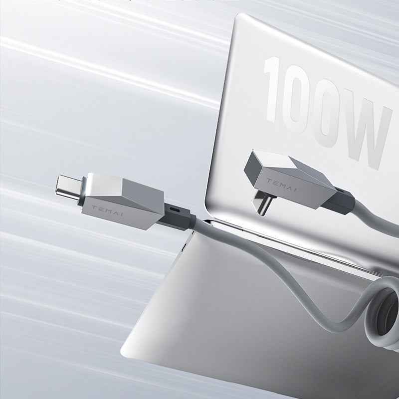 Cyber 100W USB-C vinklet ladekabel med magnetholdere