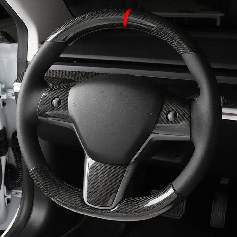 Ekte karbonfiber - Deksler til ratt for Model 3 2020-2023/Model Y 2021-2024