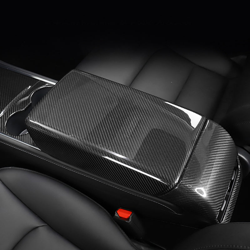 Ekte karbonfiber - Deksel til armlenet foran for Model 3 2020-2023/Model Y 2021-2024